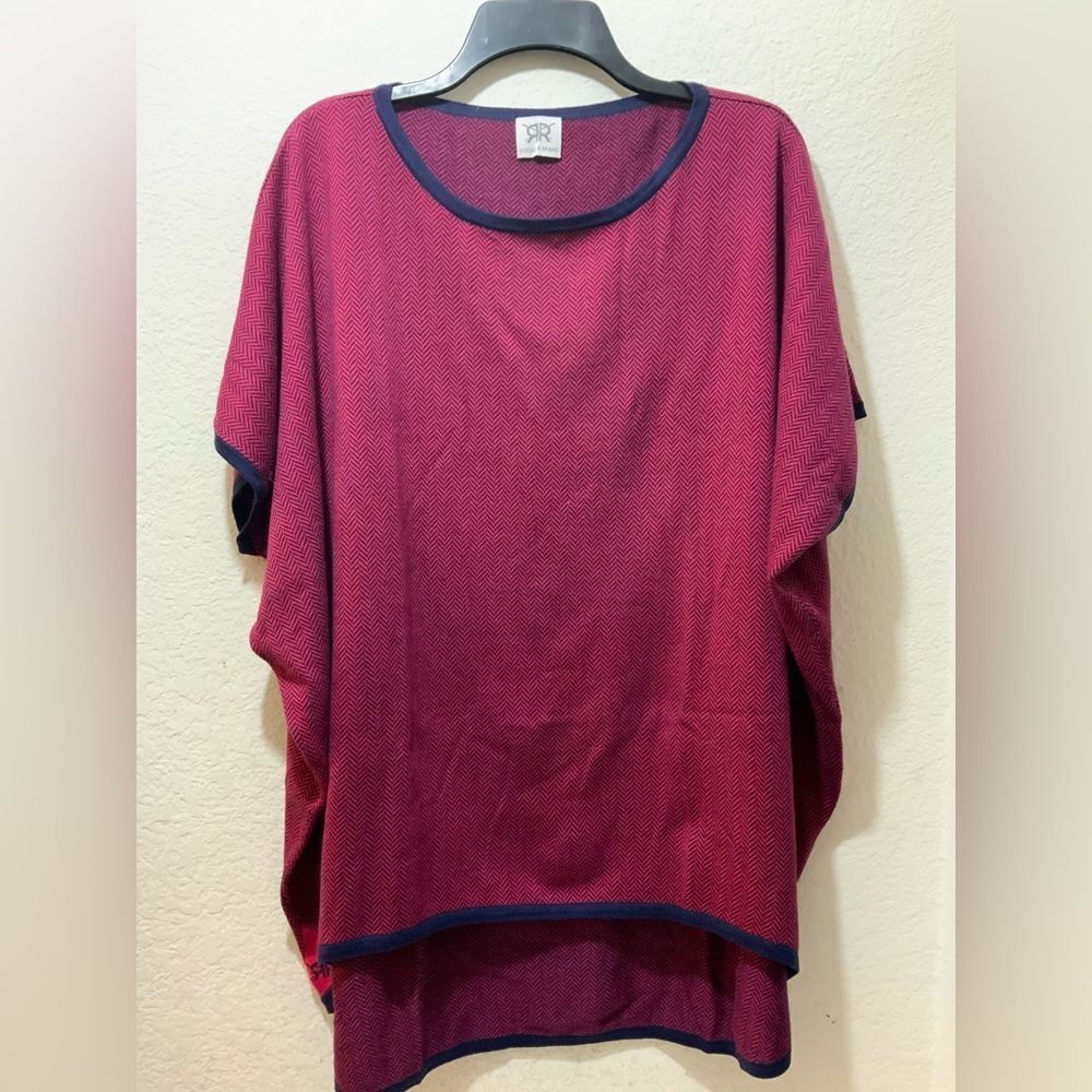 Double R Brand poncho pink  blue navy Silk